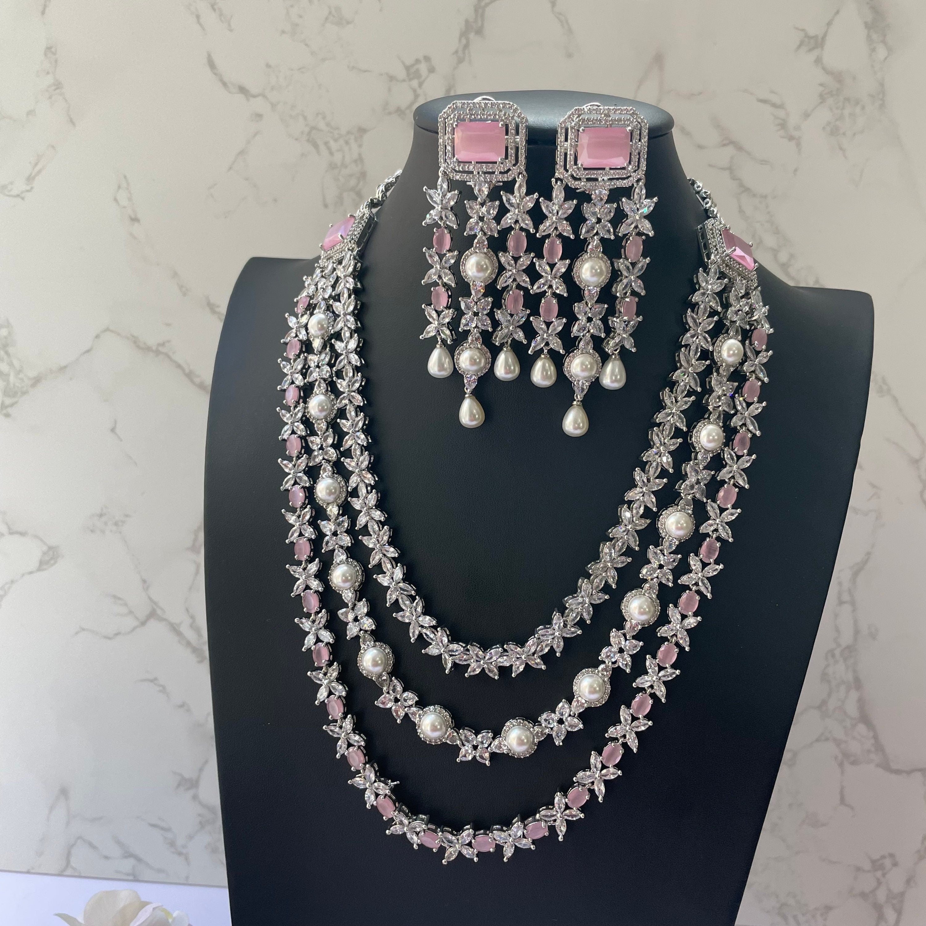 Indian Pink selling Rhinestone Necklace Set