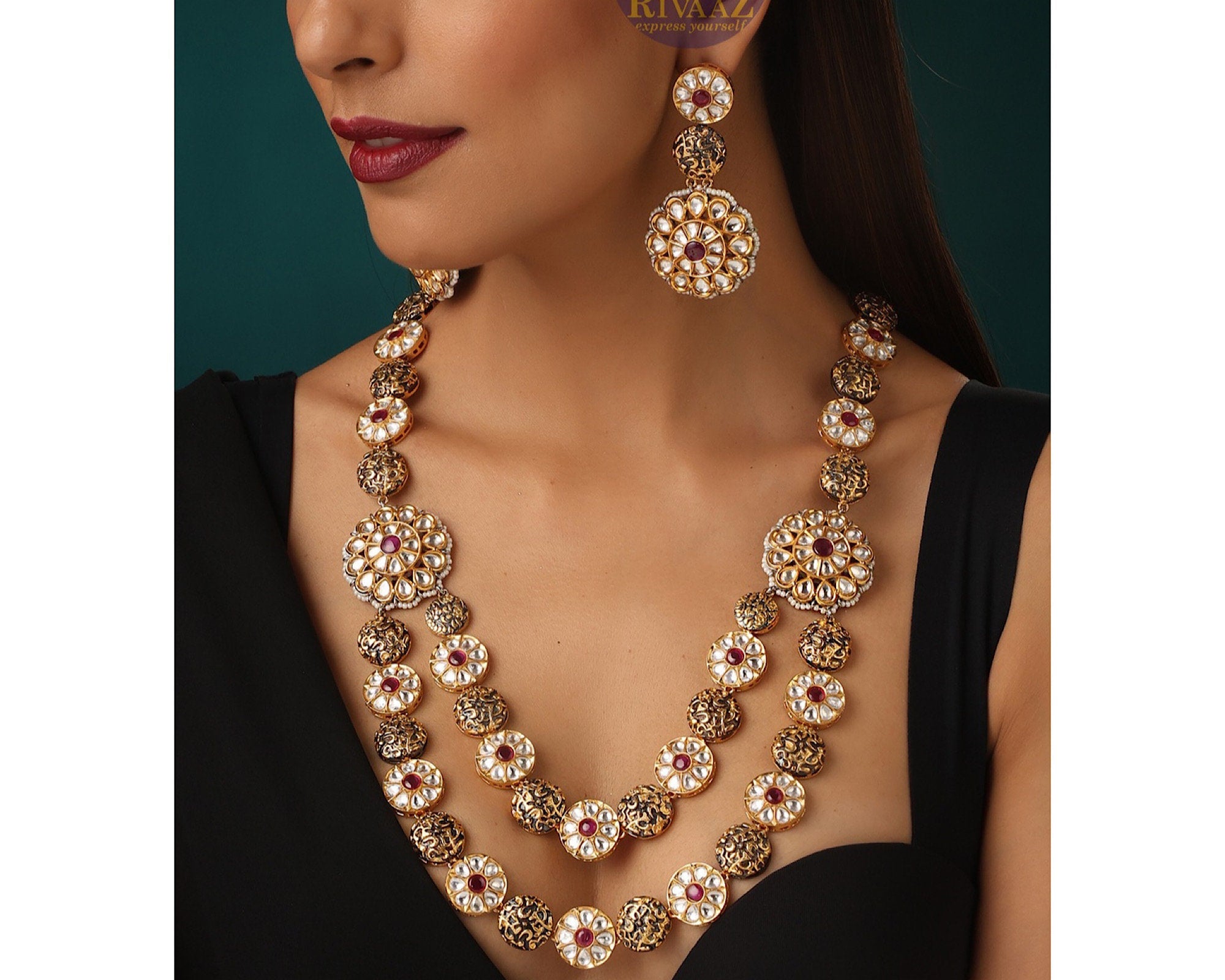 Outlet Kundan Ruby Necklace Set