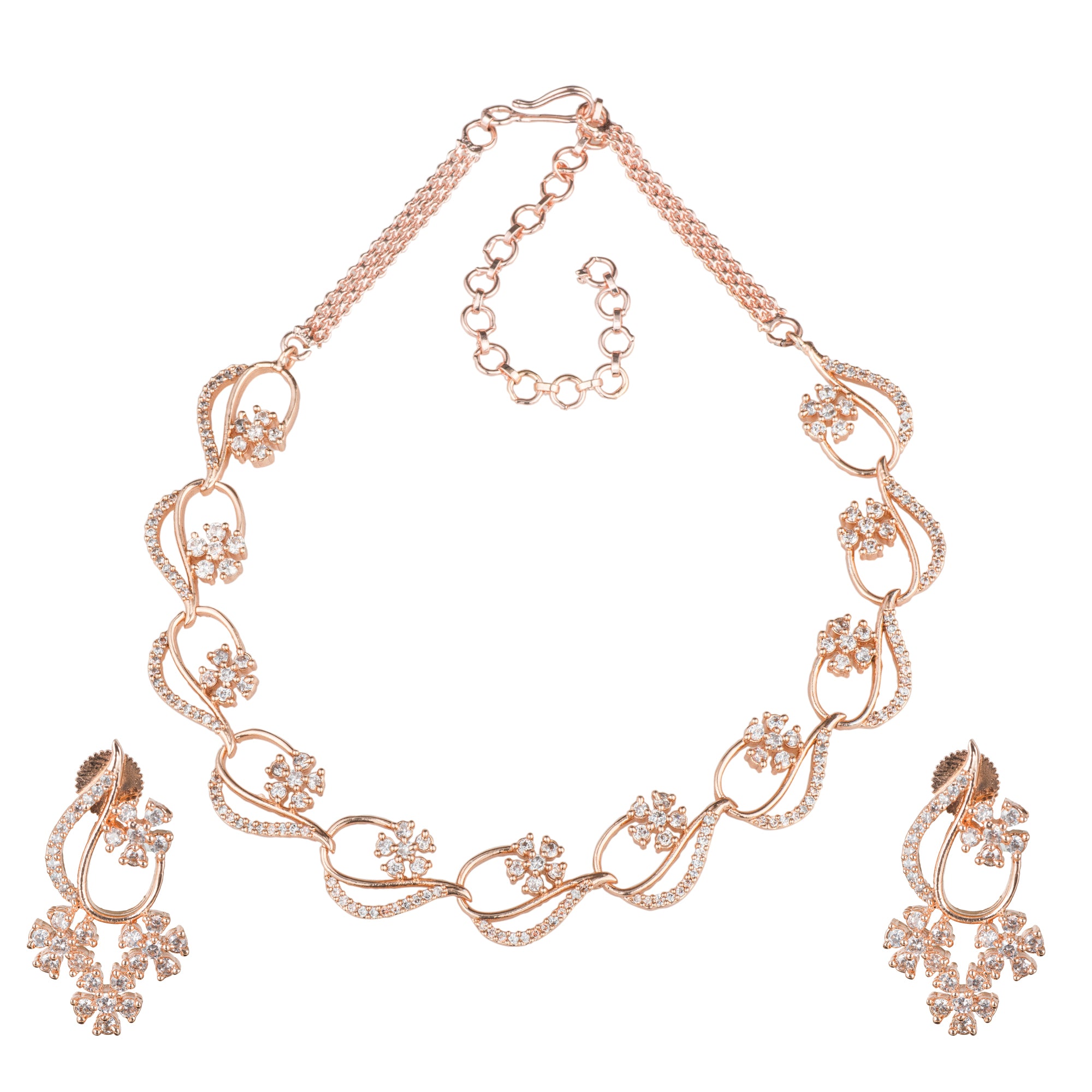 Delicate Rose gold Set with Earrings