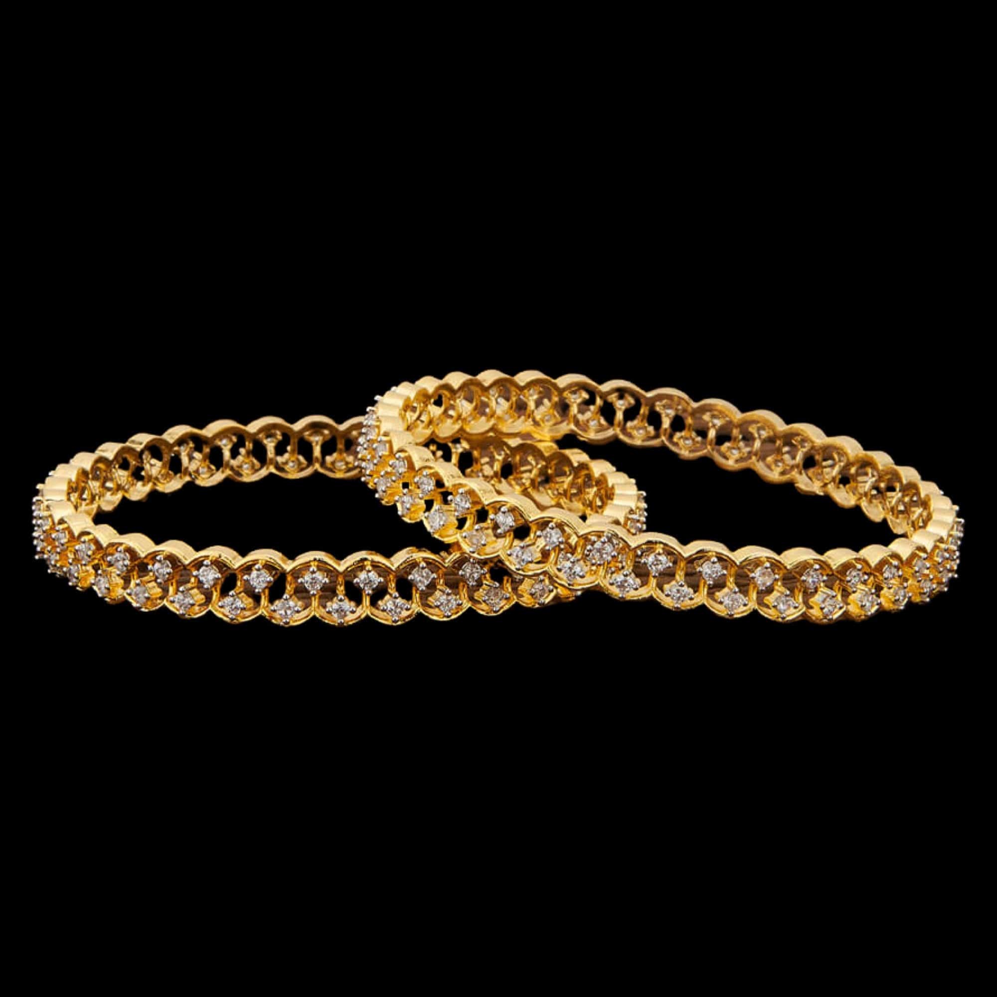 GlambyRivaaz Bangles and Bracelets Full Gold Diamond Bangle Pair