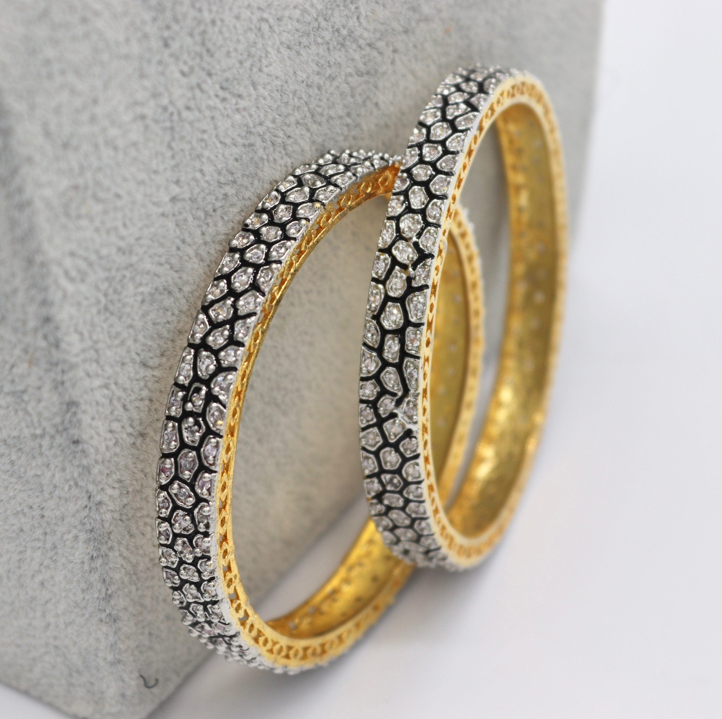 GlambyRivaaz Bangles and Bracelets Victorian Gold CZ  Bangle