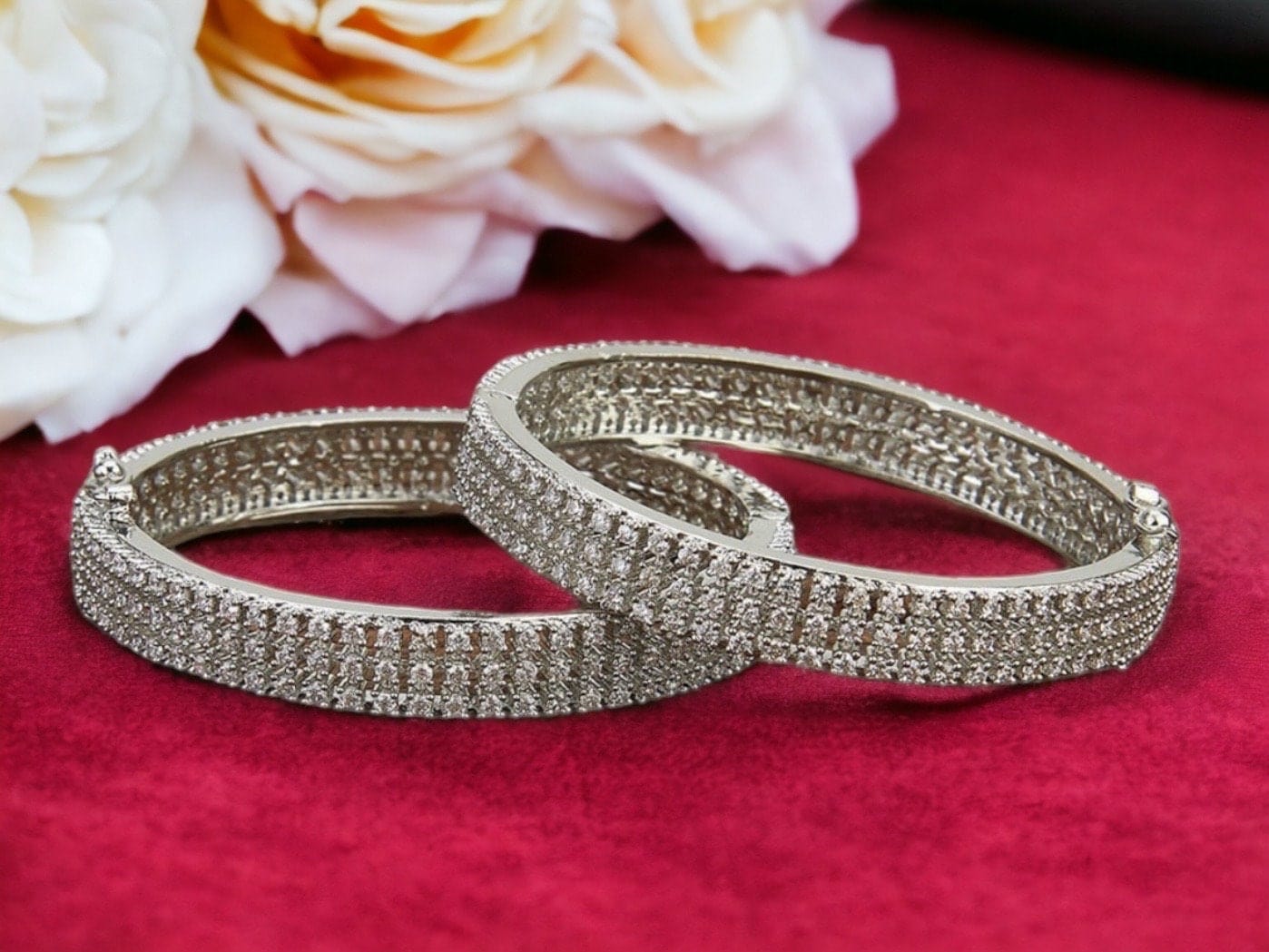 GlambyRivaaz Bangles and Bracelets Yana CZ Openable Bangle Set