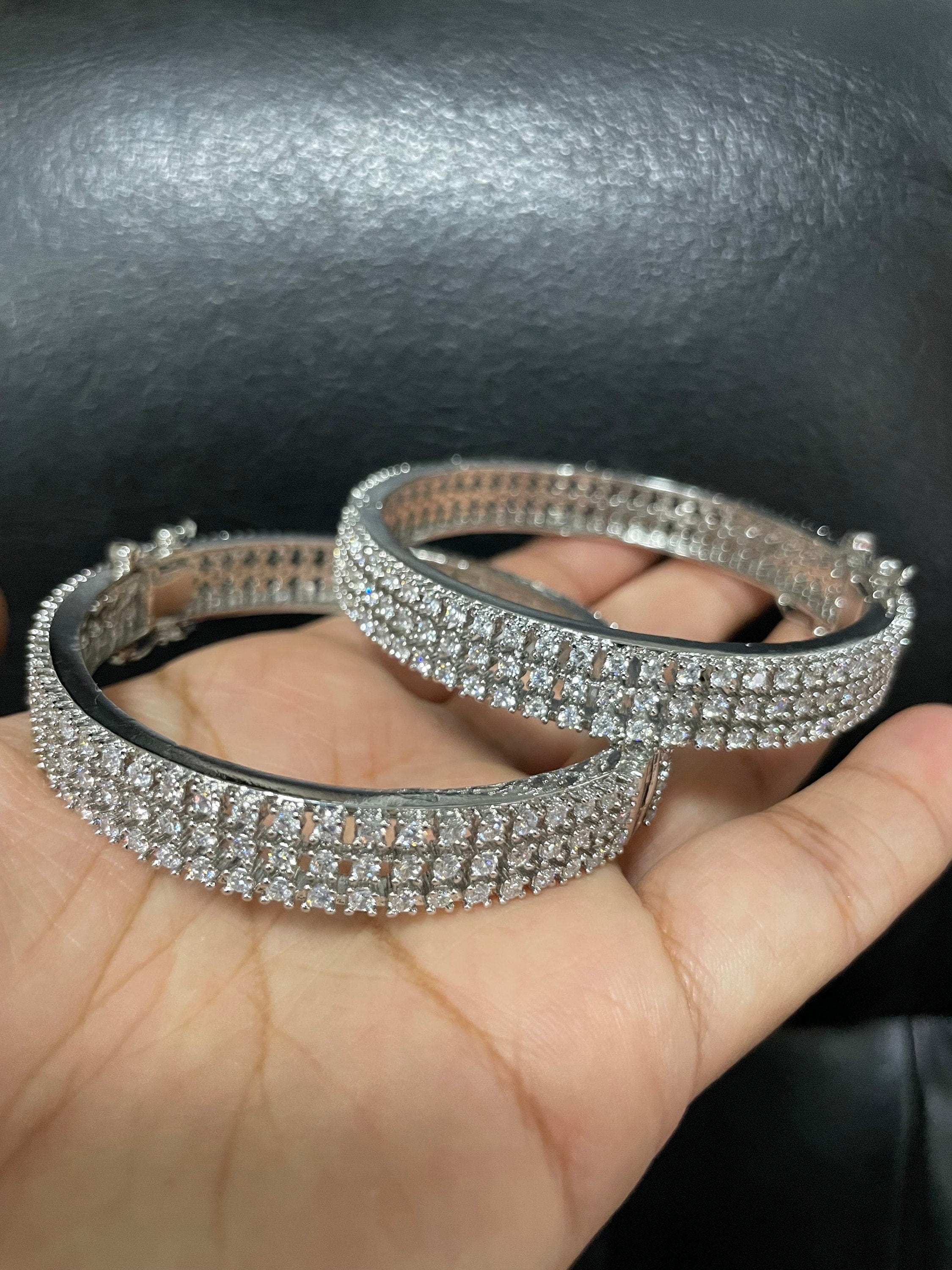 GlambyRivaaz Bangles and Bracelets Yana CZ Openable Bangle Set