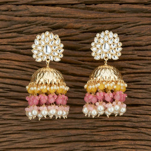 GlambyRivaaz Earrings Yellow- Pink Jhumkas