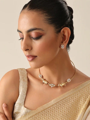 GlambyRivaaz Necklaces Turquoise Ruby Gold Kundan Hasli Necklace