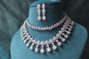 GlambyRivaaz Necklaces Two Layer CZ Diamond Necklace