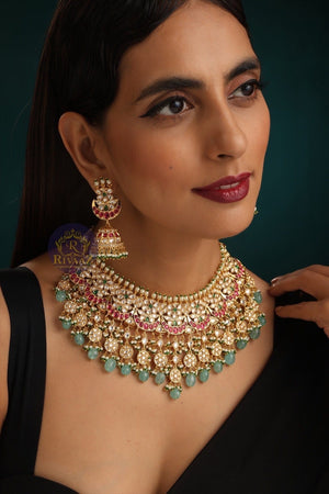 GlambyRivaaz Necklaces Vira Fine Uncut Kundan Set