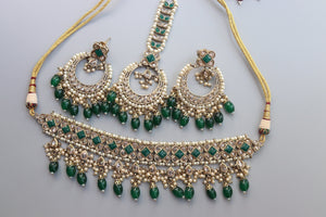 GlambyRivaaz Necklaces Ziva Emerald Green Polki Choker Set