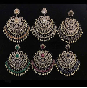 Chandelier Earrings/ Indian Earrings/ Indian Jewelry/ Pakistani Jewelry/ Cubic Zirconium AD earrings/ Victorian Earrings/ American Diamond