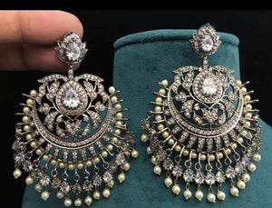 Chandelier Earrings/ Indian Earrings/ Indian Jewelry/ Pakistani Jewelry/ Cubic Zirconium AD earrings/ Victorian Earrings/ American Diamond