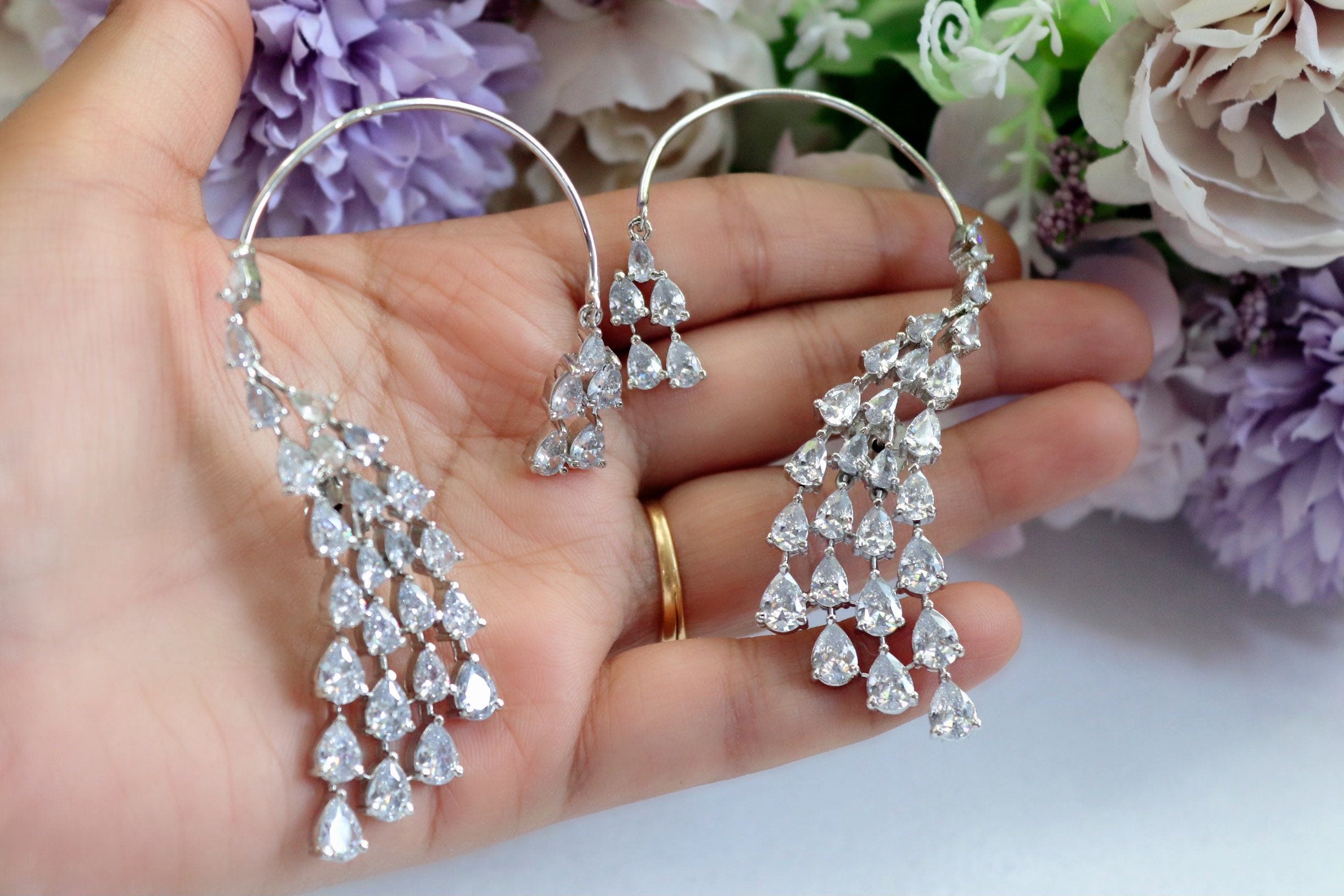 Diamond Ear Cuff Earrings | Statement Earrings | Statement Jewelry | Indian Earrings | Indian Jewelry | Bollywood Jewelry