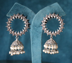 Oxidized Jhumkas | Indian Jewelry/ Indian Earrings/ Tribal Jewelry/ Boho Jewelry/ Bollywood Jewelry/ German Silver Earrings