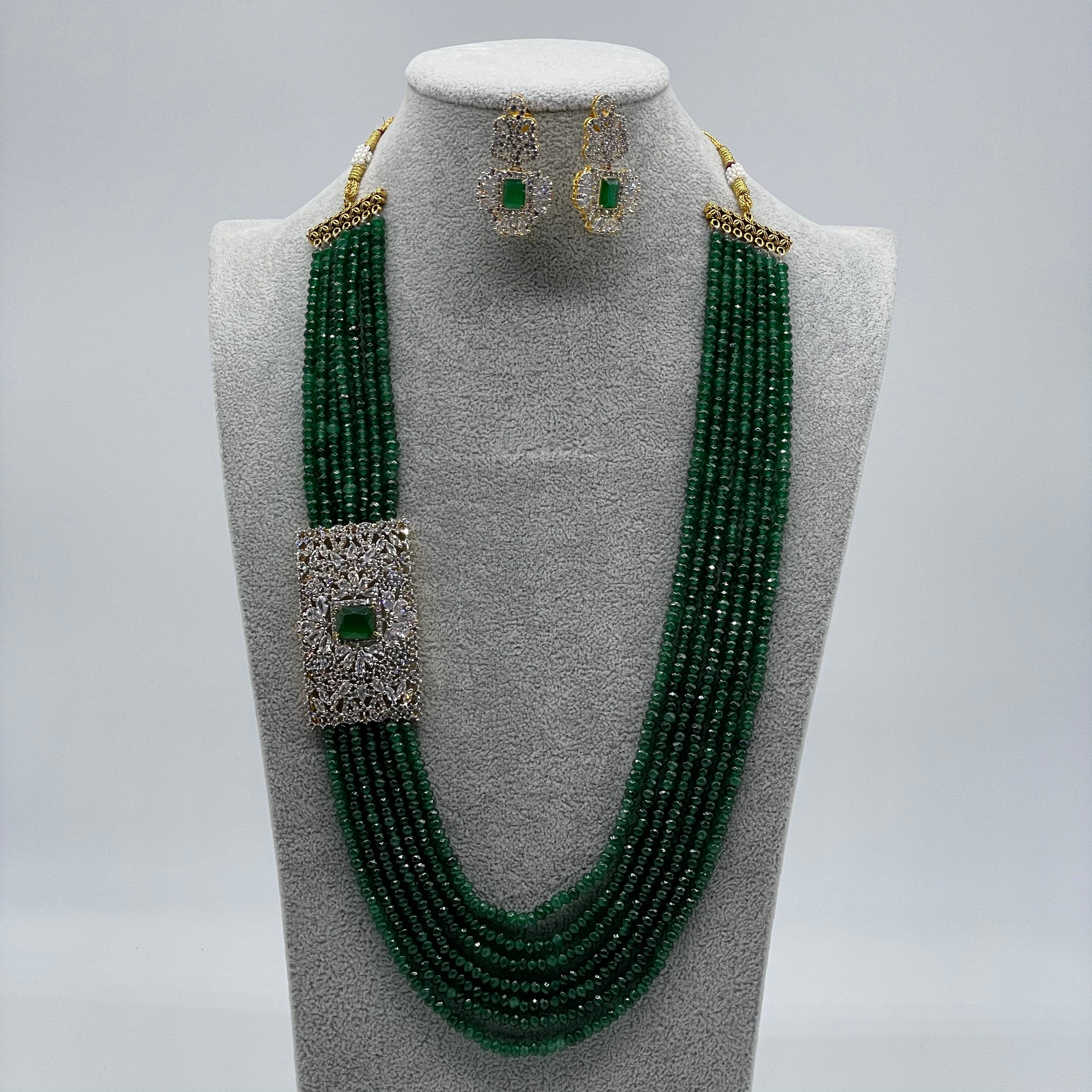 Emerald Victorian Long Necklace| Indian Long Necklace | Pakistani Jewelry | Kundan Long Necklace | Indian Jewelry