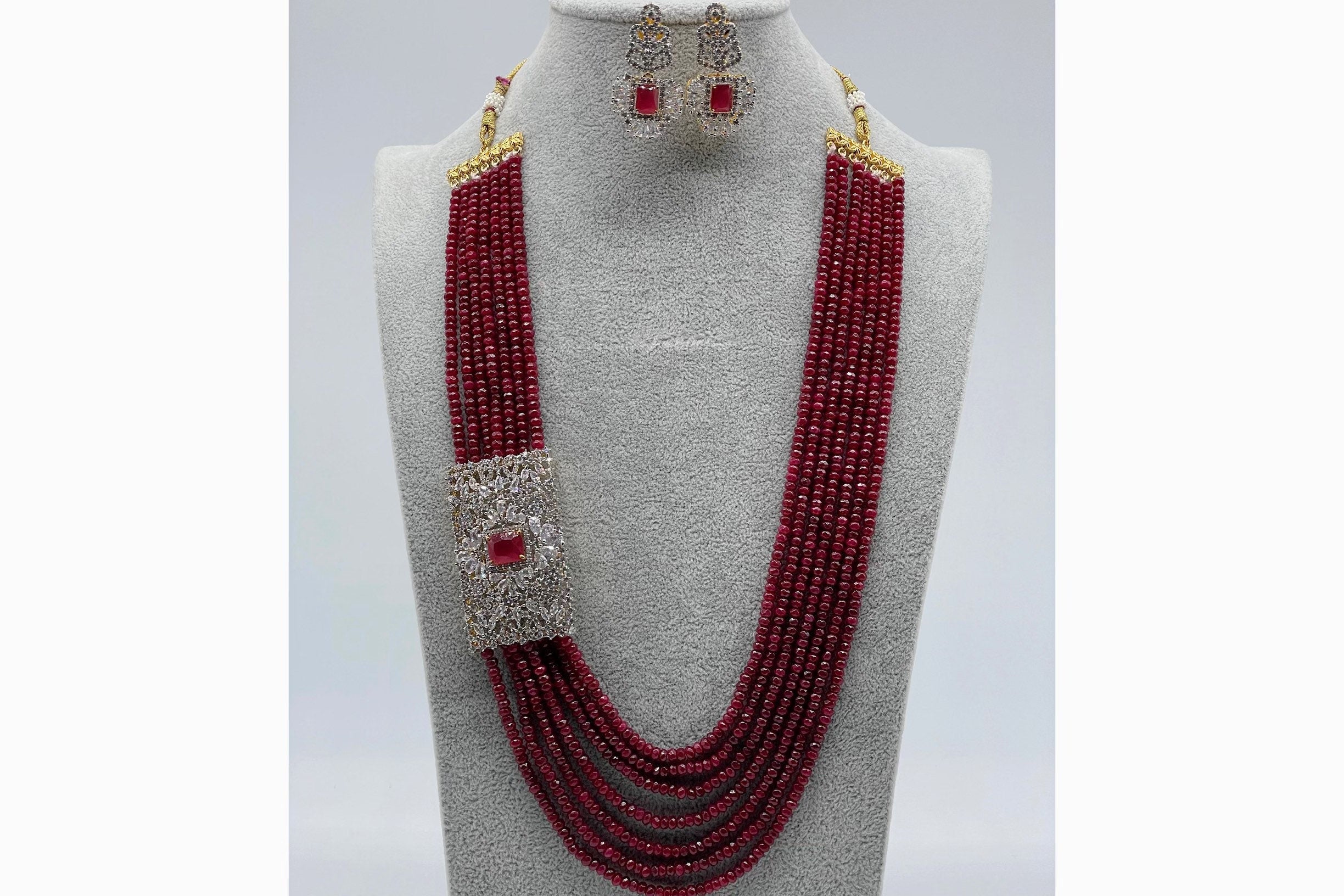 Ruby Victorian Long Necklace| Indian Long Necklace | Pakistani Jewelry | Kundan Long Necklace | Indian Jewelry