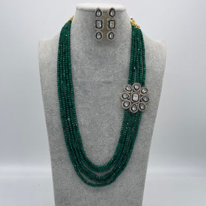 Emerald Victorian Long Necklace| Indian Long Necklace | Pakistani Jewelry | Kundan Long Necklace | Indian Jewelry