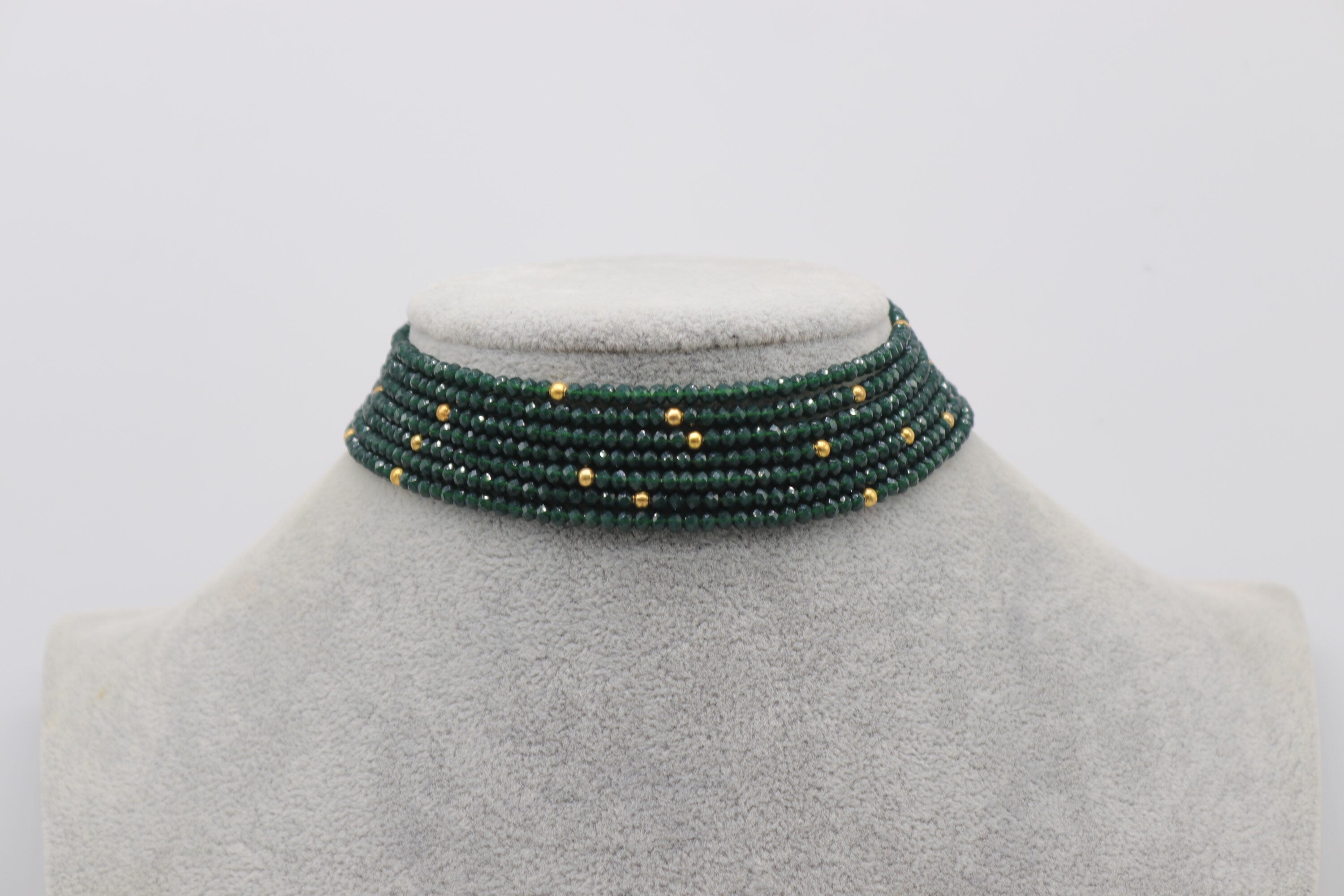 Emerald Choker | Green beads Choker | Indian Choker | Indian Jewelry | Pakistani Jewelry | Kundan Choker