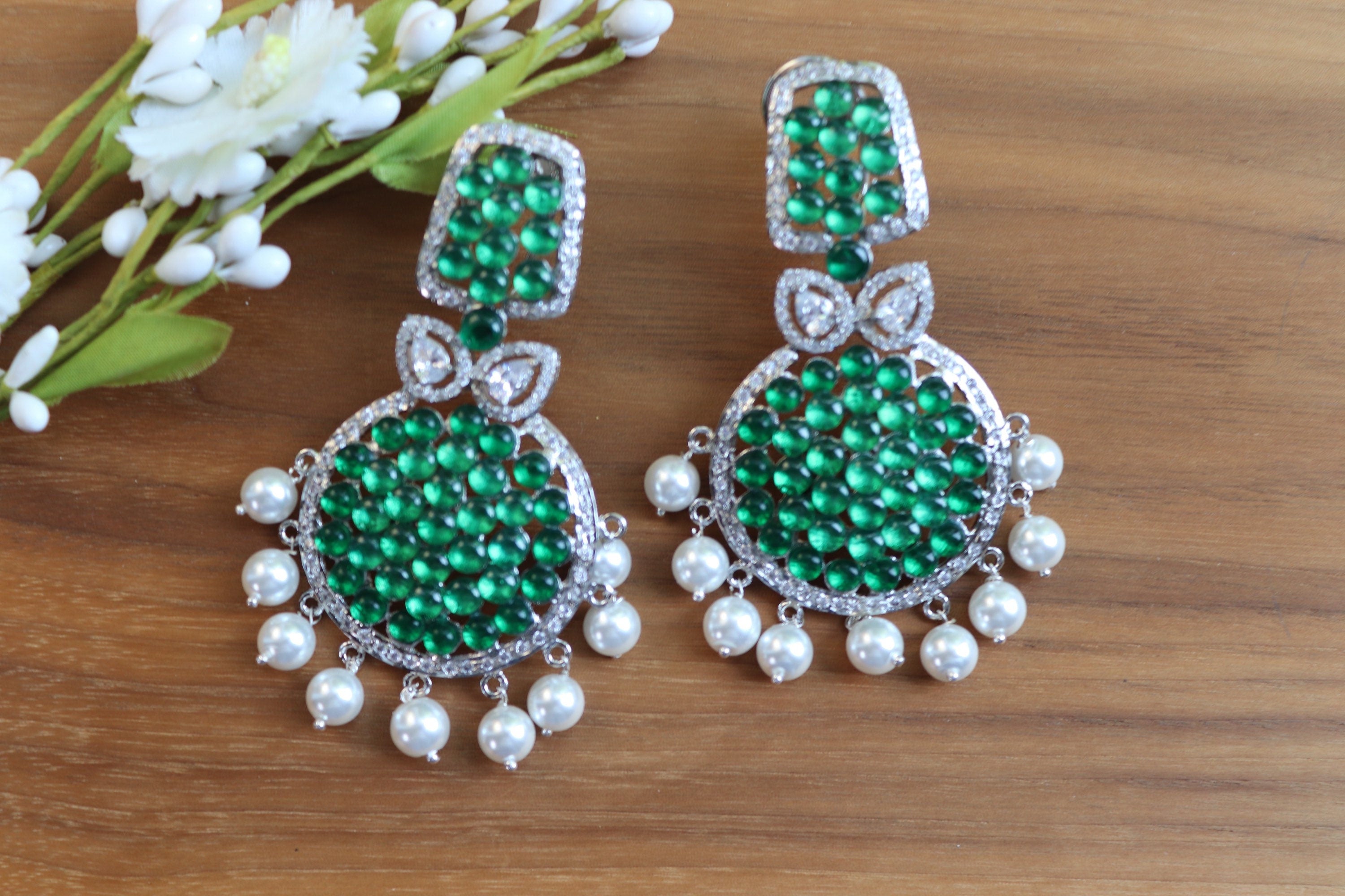 CZ Diamond Earrings/ Hazoorilal/ Statement Earrings/ Indian Earrings/ / Bollywood jewelry/ Indian jewelry/ Pakistani jewelry/