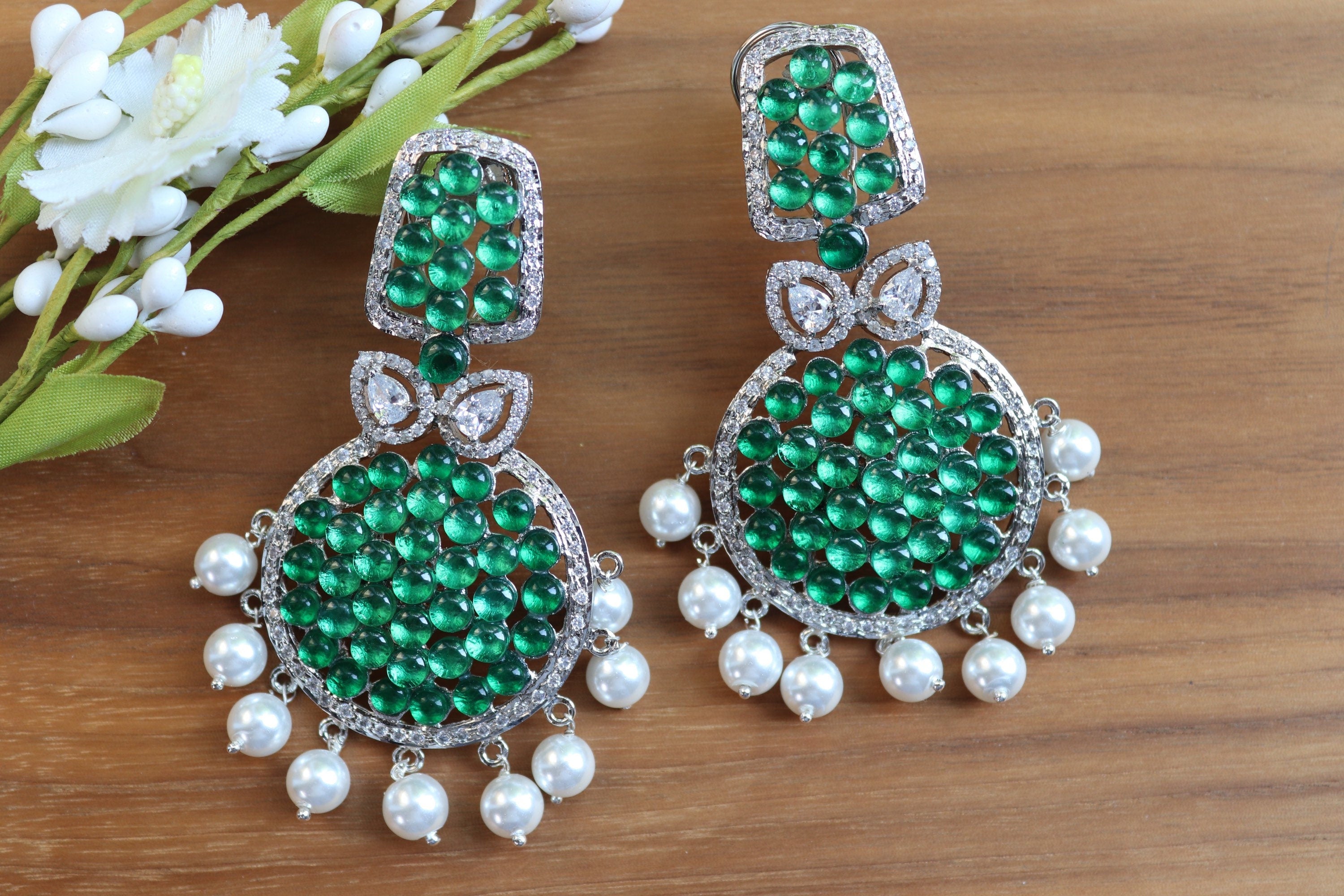 CZ Diamond Earrings/ Hazoorilal/ Statement Earrings/ Indian Earrings/ / Bollywood jewelry/ Indian jewelry/ Pakistani jewelry/