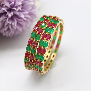 4 Ruby Green Gold Bangles | Indian Jewelry | Pakistani Jewelry