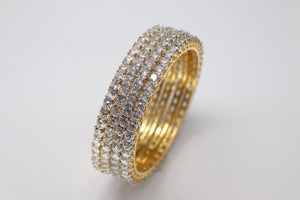 4 Piece Gold Diamond Bangles/ Crystal Bangles/ Indian Jewelry/ Pakistani Jewelry/ Turkish Jewelry/ Wedding Jewelry/ African Jewelry