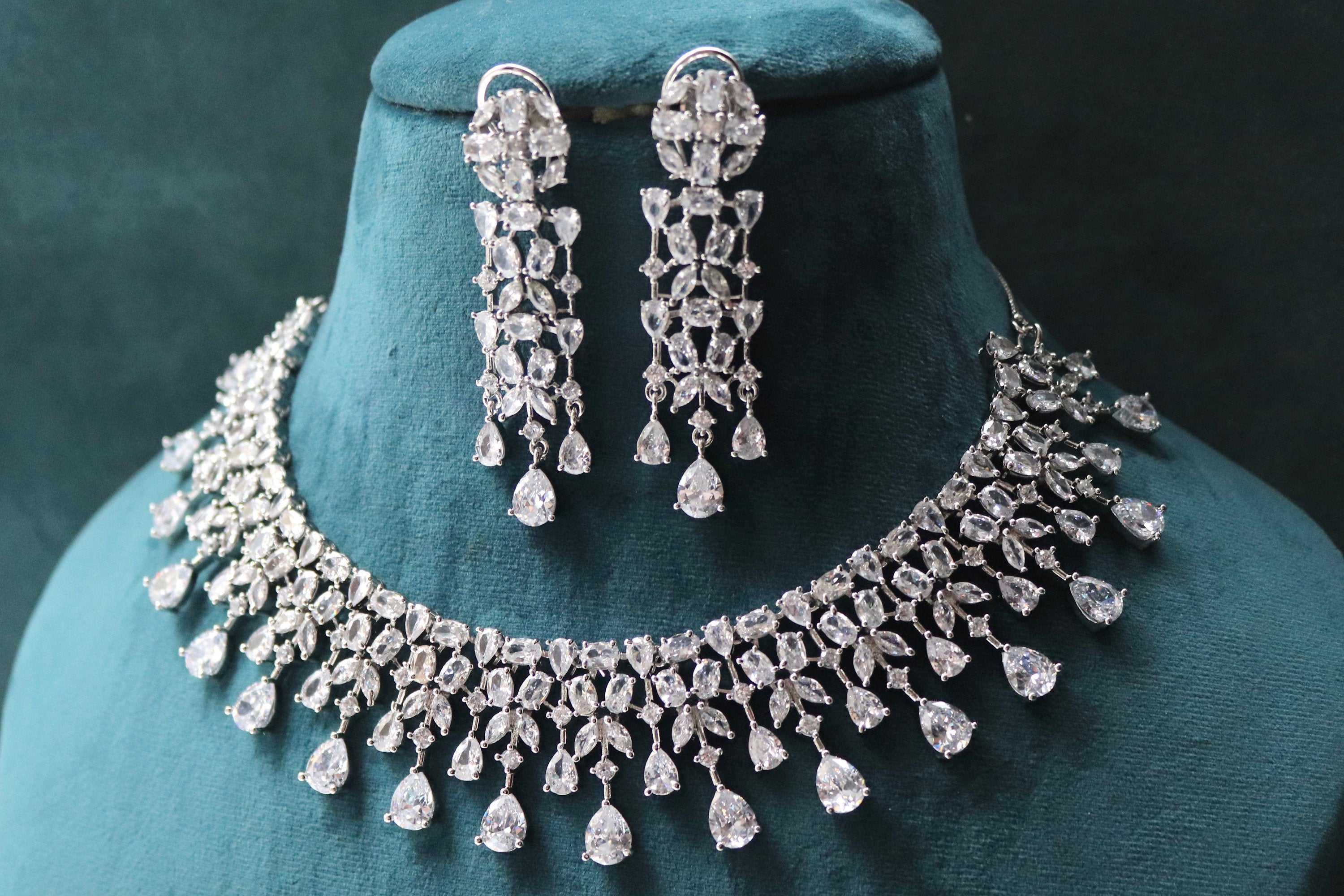 Sold Out June CZ Diamond Necklace / Statement Jewelry/ Statement Necklace/ Elegant Jewelry/ Unique Jewelry/ Indian Jewelry/ CZ choker