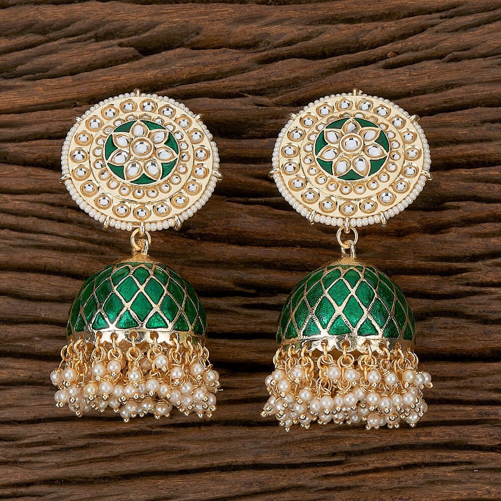 Big Green Jhumkas / Indian Jewelry/ Punjabi Jewelry/ Bollywood Jewelry / Jhumkas /Pakistani Jewelry