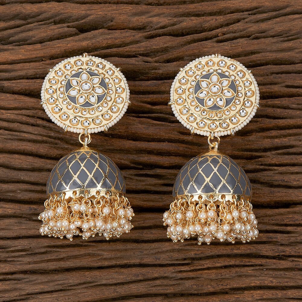 Big Gray Jhumkas / Indian Jewelry/ Punjabi Jewelry/ Bollywood Jewelry / Jhumkas /Pakistani Jewelry