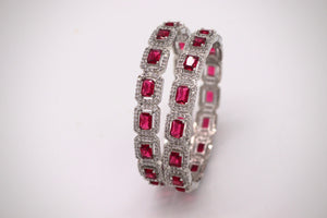 Ruby Diamond Silver Bangle | Indian Jewelry | Pakistani Jewelry | Bollywood Jewelry | Bangles | Ruby CZ Bangle