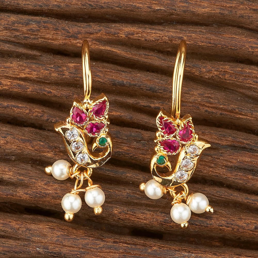 Delicate Gold Ruby Peacock Earring/ Delicate Earrings / Indian Earrings/ Indian Jewelry/ Small Jhumka/ Gold Earrings