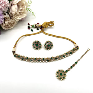 Green Polki Choker/ Antique Gold Choker/ Indian Choker Necklace/ Pakistani jewelry/ Indian jewelry/ Indian necklace/ Kundan Choker