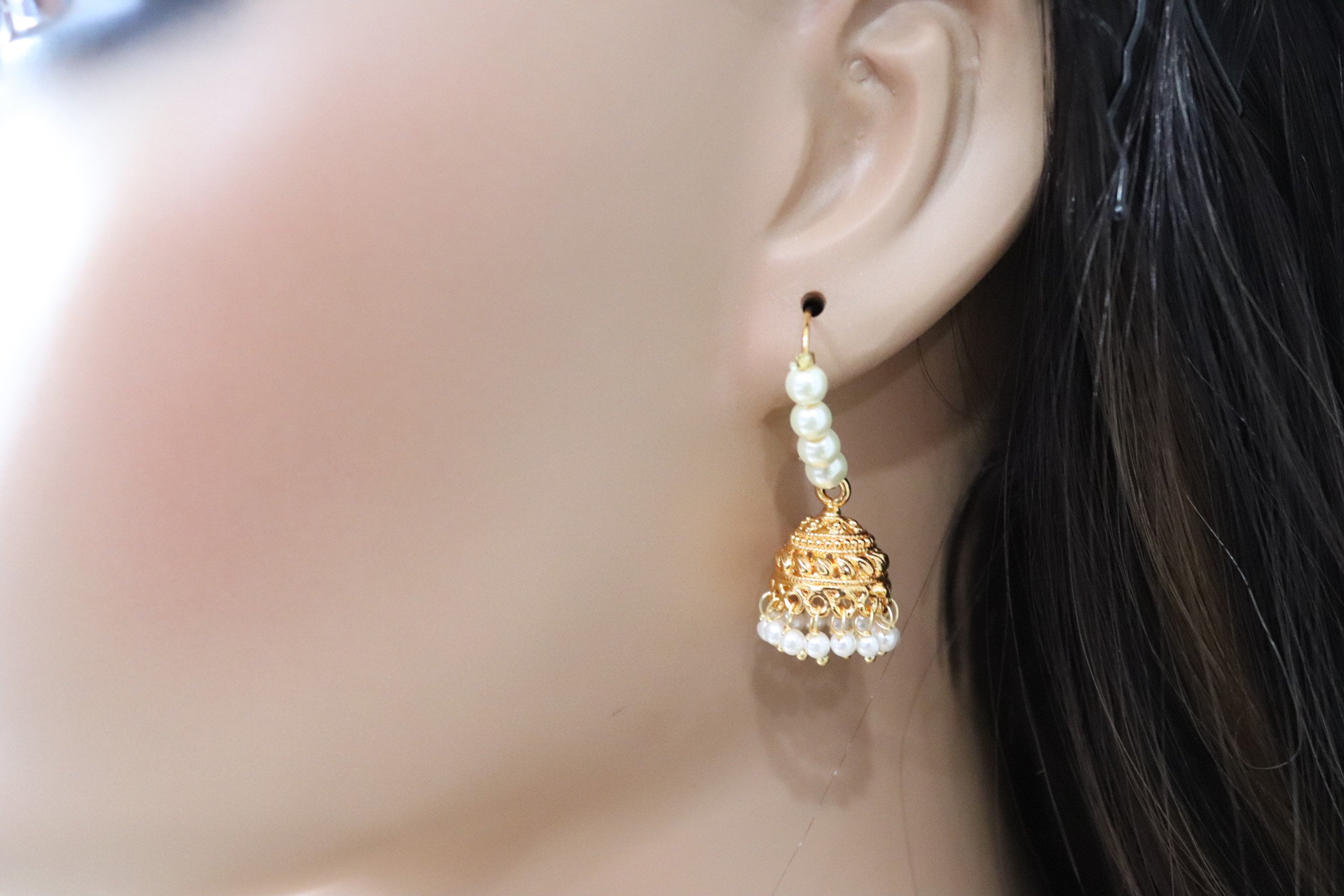 Dainty Hoop jhumkas/ Punjabi Jewelry/ Bali jhumka/ Indina Earrings/ Vali/ Gold jhumka/ Pakistani jewelry/ Pakistani Earrings