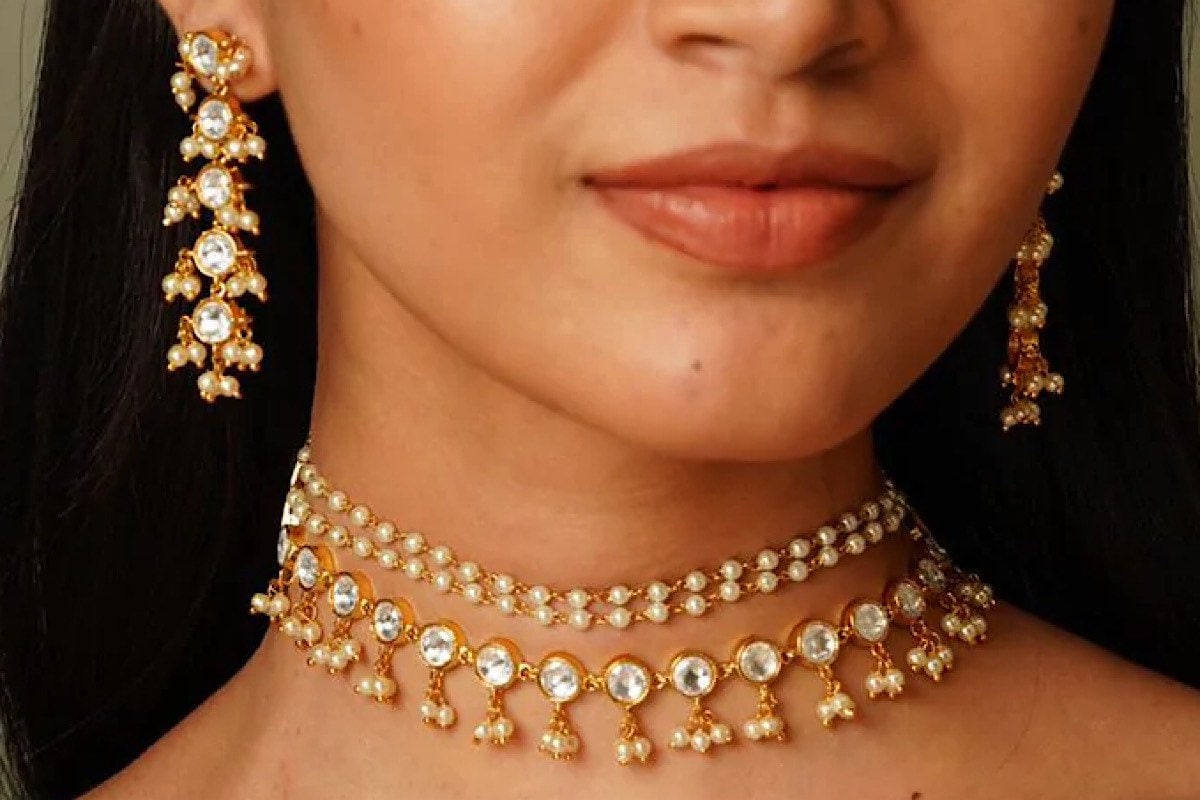 Indian Kundan Choker/ Indian Jewelry/ Indian Necklace/ Indian Choker/ Indian Wedding Necklace Set/ Kundan Choker