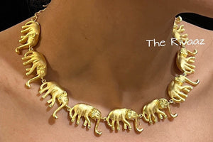 Elephant Gold Necklace / Indian Necklace/ Indian Jewelry/ Indian Gold Necklace/ Indian Wedding Necklace/ Indian Choker