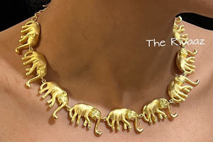 Pre Order Elephant Gold Necklace / Indian Necklace/ Indian Jewelry/ Indian Gold Necklace/ Indian Wedding Necklace/ Indian Choker