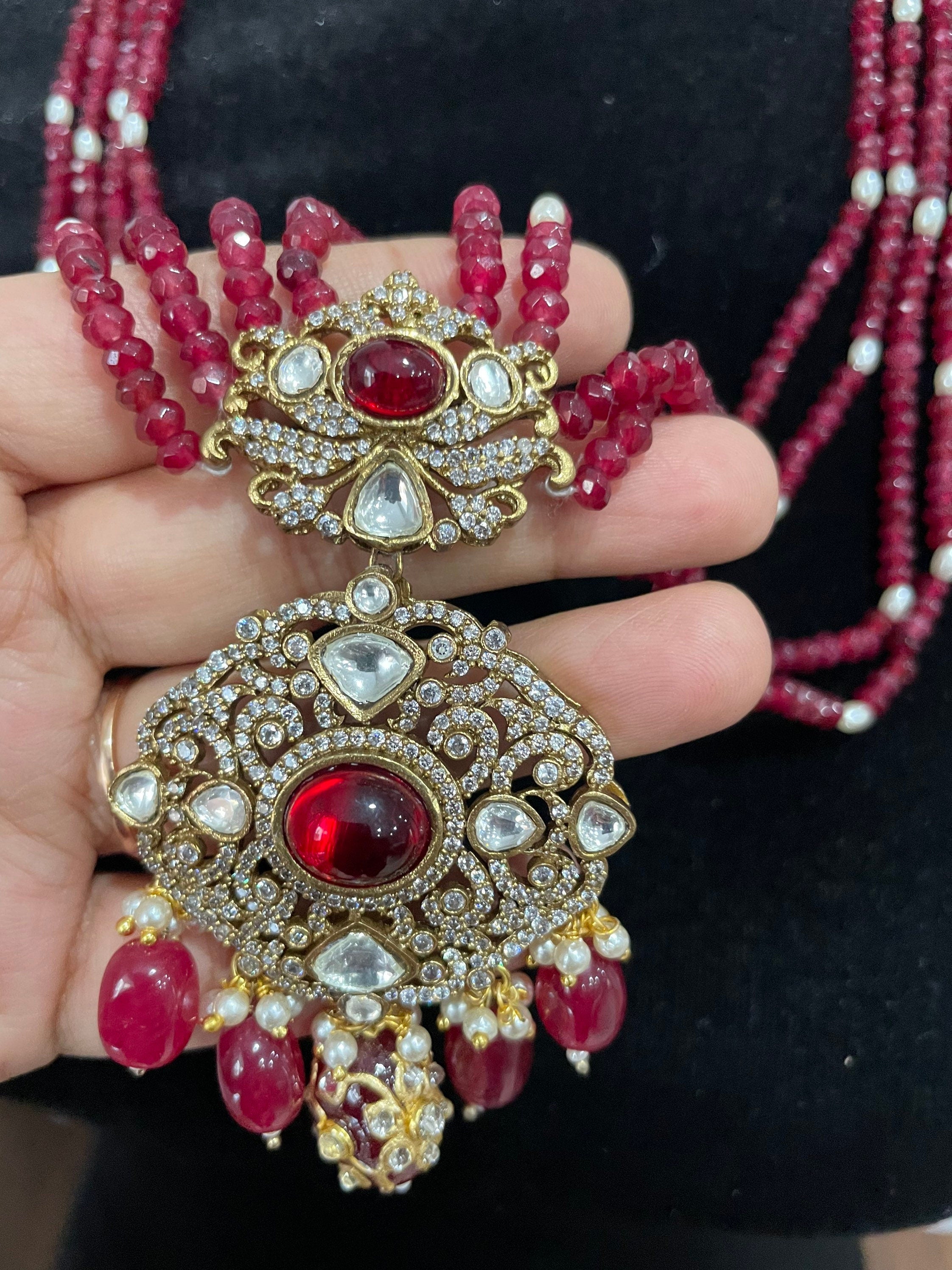 Ruby long Victorian Necklace/ Long Kundan Necklace/Indian Long Necklace/ Indian Jewelry/ South Indian Jewelry | Pakistani Jewelry