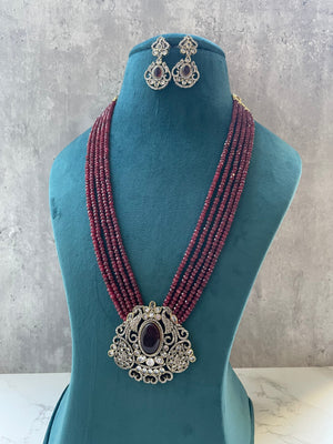 Rani Haar Necklace Set Ruby Long Victorian Necklace Indian Long Kundan Necklace Long Pakistani Necklace