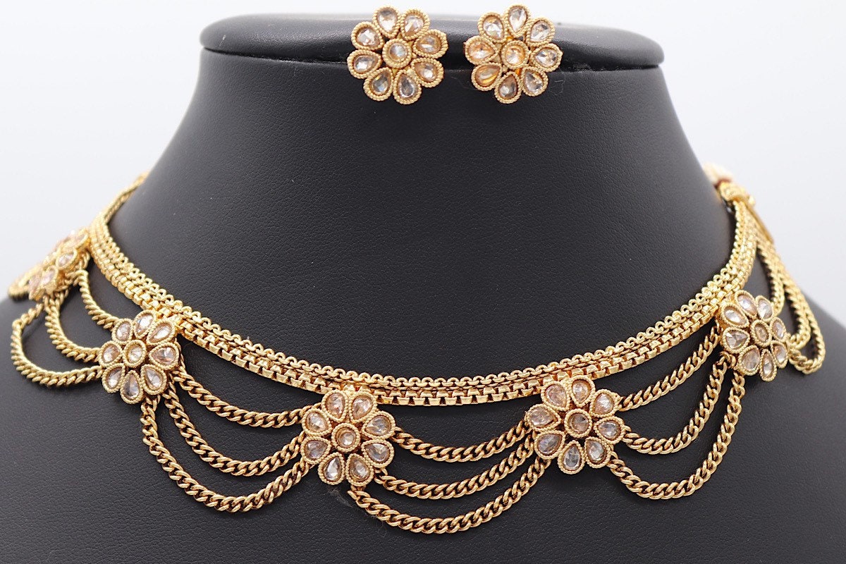 Gold Choker • Indian Choker • Kundan Choker • Indian Jewelry Set • Bollywood Jewelry• Indian jewelery • Indian Necklace • Pakistani Jewelry