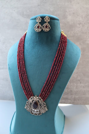 Rani Haar Necklace Set Ruby Long Victorian Necklace Indian Long Kundan Necklace Long Pakistani Necklace