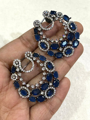 Blue Diamond Studs | Diamond Studs | CZ studs | Crystal Earrings| Indian Studs | Indian Jewelry | Indian Earrings | Pakistani Jewelry |