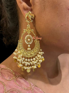 Alia Bhatt Gold Statement Earrings/ Gold Dangle Earrings/ Indian Jewelry / Indian Earrings/ Desi Jewelry/ Unique Jewelry