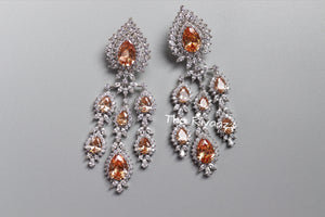 Champagne Diamond Chaandbalis/ CZ Chaandbali/ Zirconia Earrings/ Indian Earrings/ Pakistani Jewelry / Bollywood Jewelry/