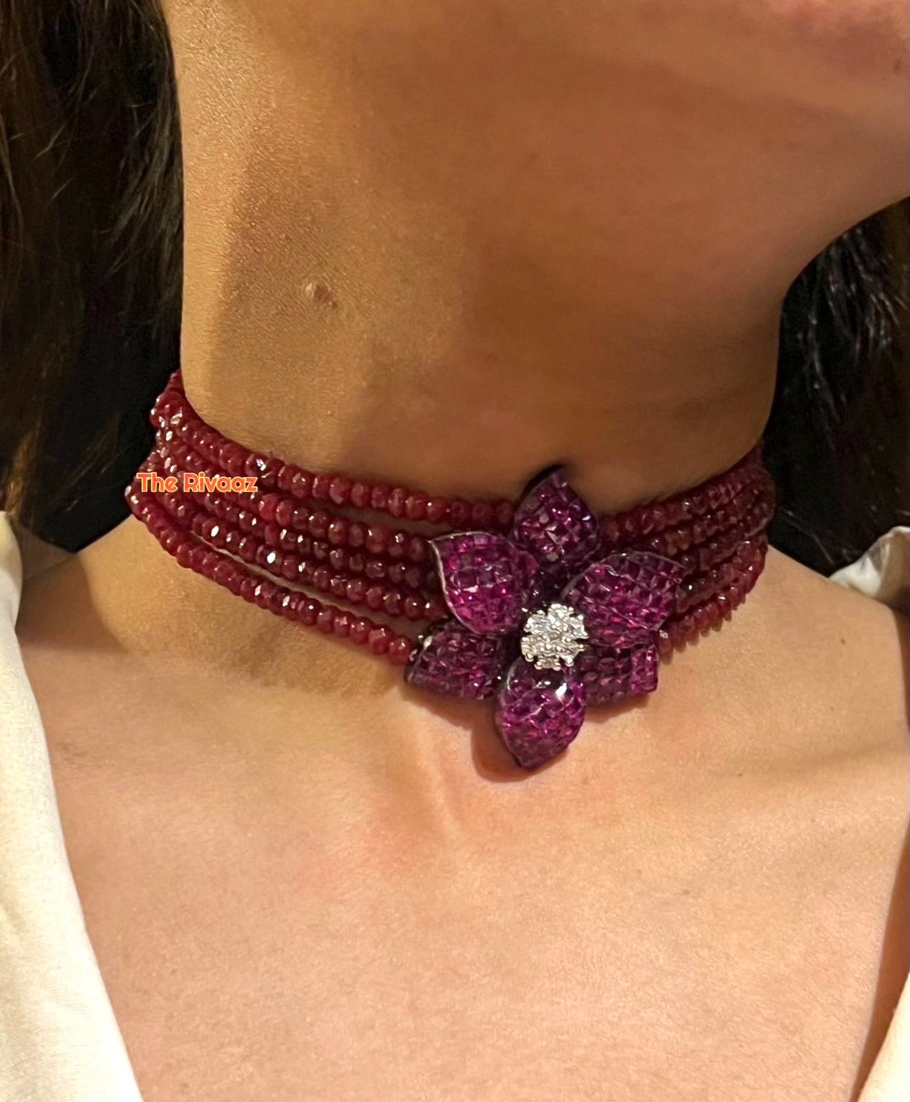 Invisible Setting Ruby CZ Diamond Choker Statement Jewelry Indian Necklace Statement American Diamond CZ Choker Necklace Bollywood