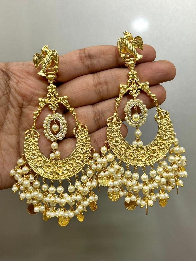 Alia Bhatt Gold Statement Earrings/ Gold Dangle Earrings/ Indian Jewelry / Indian Earrings/ Desi Jewelry/ Unique Jewelry