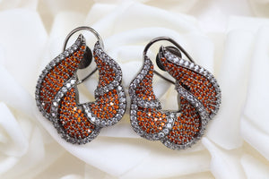 Burnt Orange Pave CZ Diamond Studs Indian jewelry Indian Earrings Indian Studs Pakistani Studs American Diamond Earrings CZ Earrings