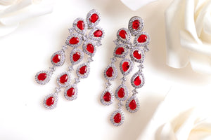 Ava Silver Ruby CZ Diamond Earrings Indian Earrings American Diamond Earrings Indian Jewelry Pakistani Jewelry Bollywood Jewelry Statement