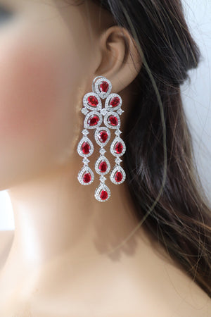 Ava Silver Ruby CZ Diamond Earrings Indian Earrings American Diamond Earrings Indian Jewelry Pakistani Jewelry Bollywood Jewelry Statement