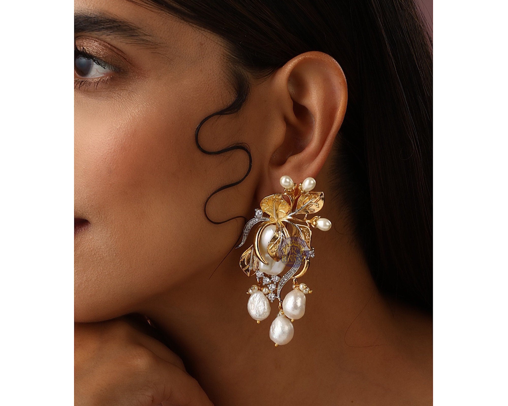 Baroque Pearl Statement Earrings Indian Jewelry Earrings