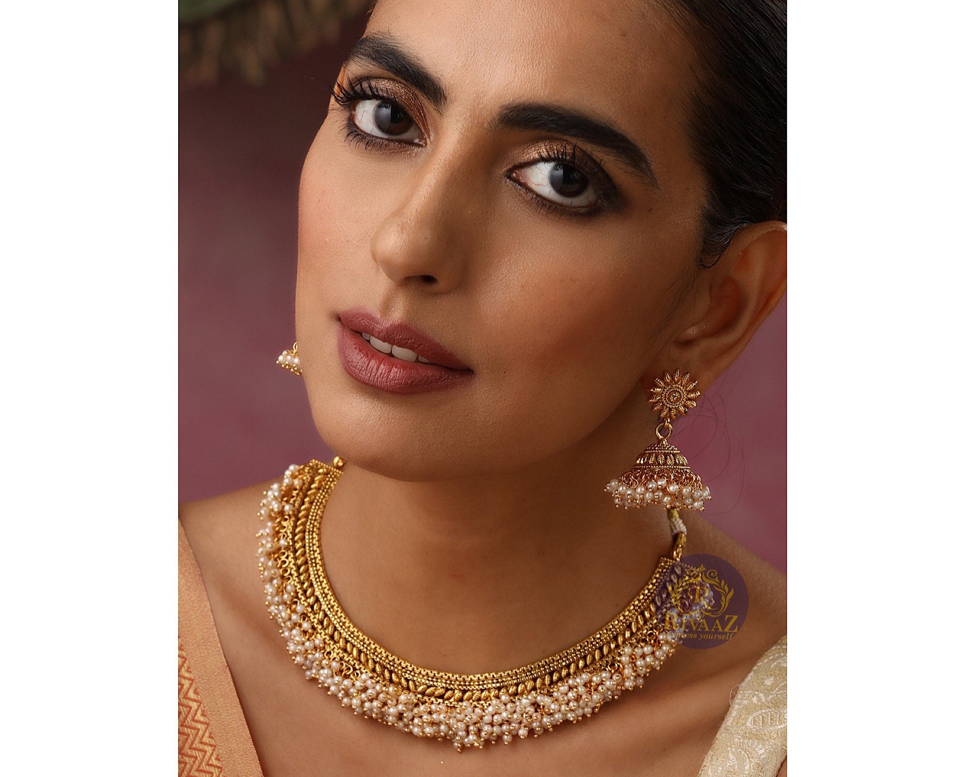 Sold Out Gold Necklace Indian Jewelry Gold Pearl Necklace Indian Necklace Set Indian Choker Necklace South Jewelry One Gram Gold Necklace