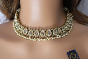 Simi Gold Polki Necklace Kundan Necklace Punjabi Jewelry Indian Jewelry Indian Necklace Indian Choker Set Pakistani Jewelry