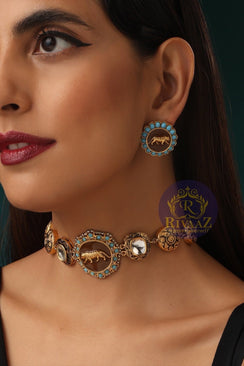 Mona Sabya Inspired Kundan Choker Turquoise Indian Choker Bollywood Jewelry Kundan Choker Indian Jewelry